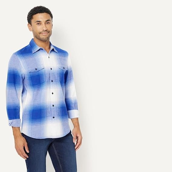 Immagine di Blue Plaid Button-Up Shirt 4
